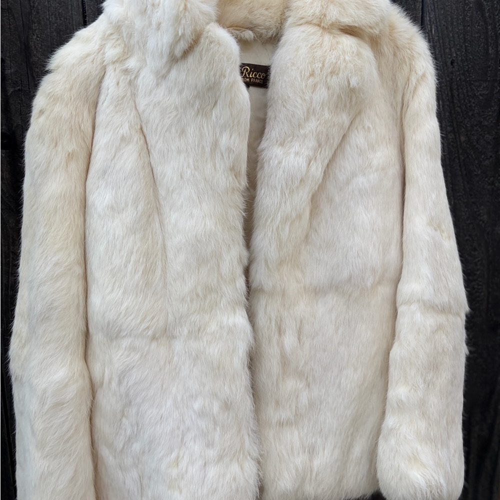 Vintage Dino Ricco Ivory Rabbit Fur Jacket | Lapin Fur Made in France | Size 13 - Picture 3 of 16